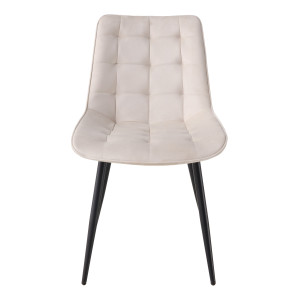 BHS LIVING Esszimmerstuhl, Küchenstuhl, Stuhl für den Wartebereich SERENA Polstersessel mit Samtstoff elfenbein 55x53x88 cm